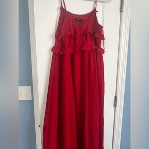 Mango Vibrant Red Crochet Trim Dress